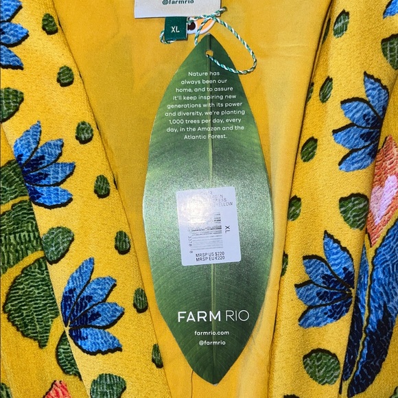 NWT originally $220 Farm Rio Long Sleeve Summer Garden Yellow Maxi Dress XL - Picture 6 of 16